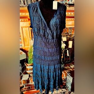 Max Studio Specialty Products, Stylish Navy Lace Dress with deep V neck, lined,